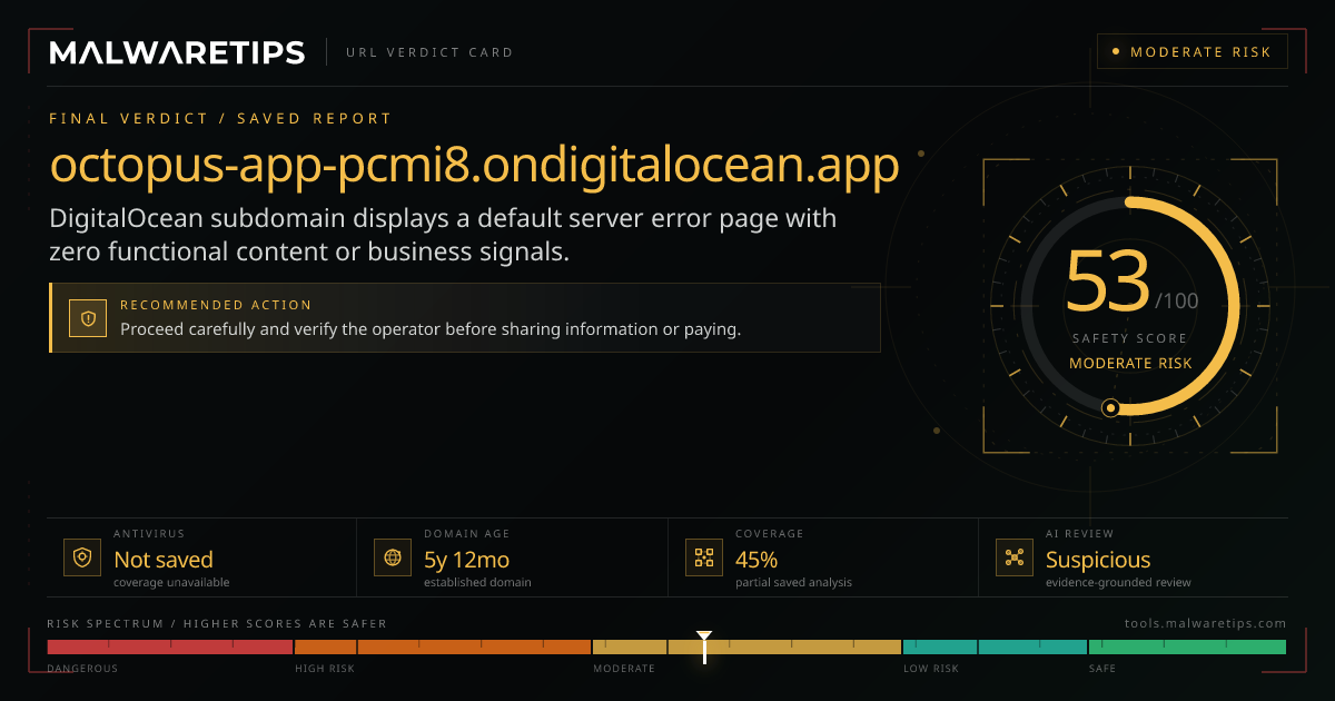 Octopus-app-pcmi8.ondigitalocean.app: Scam or Legit? · MalwareTips Tools