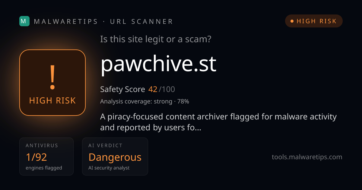 Pawchive.st: Is This File Safe? Read First &middot; MalwareTips Tools