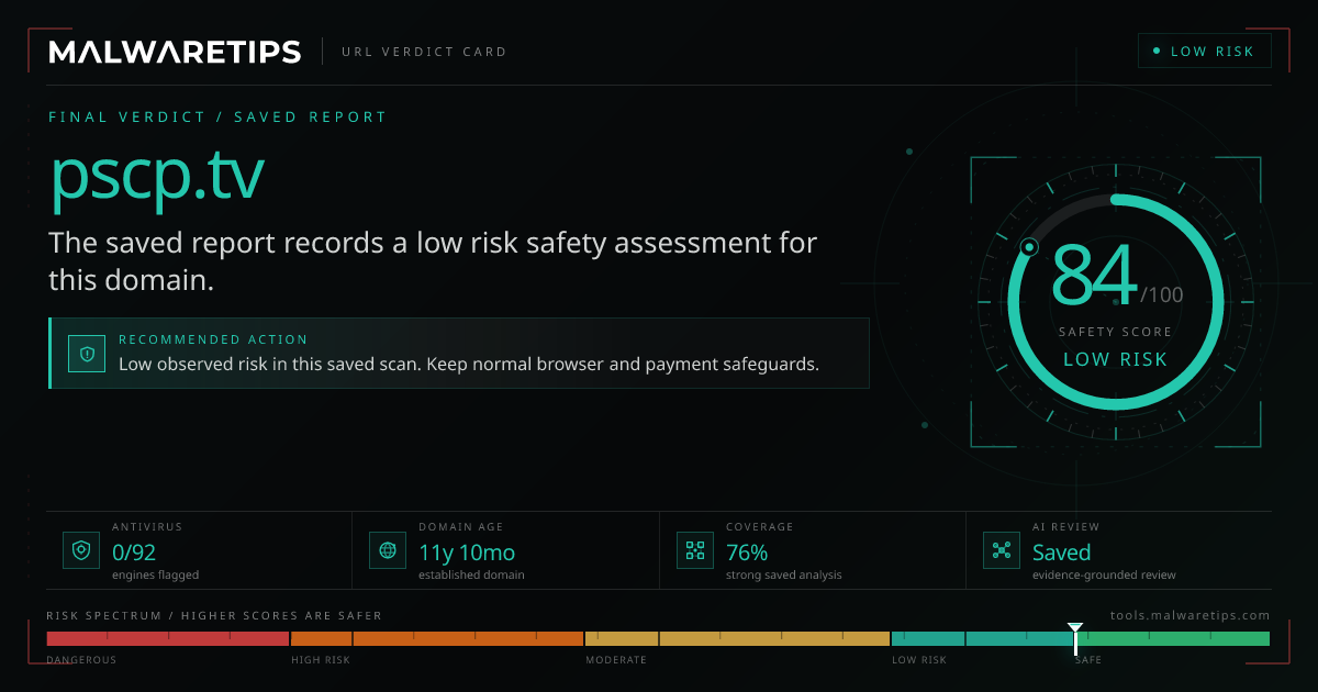 Pscp.tv: Is It Safe? Our Verdict + Full Report · MalwareTips Tools