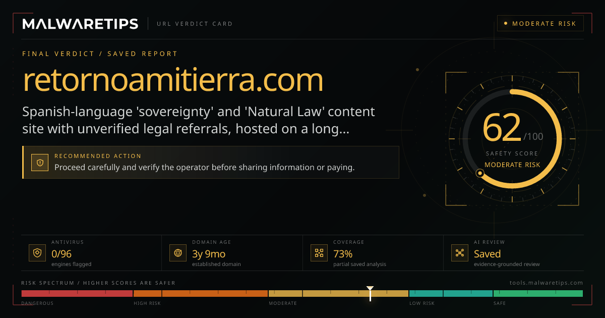 Retornoamitierra.com: Is It Safe? Run a Free Scan First