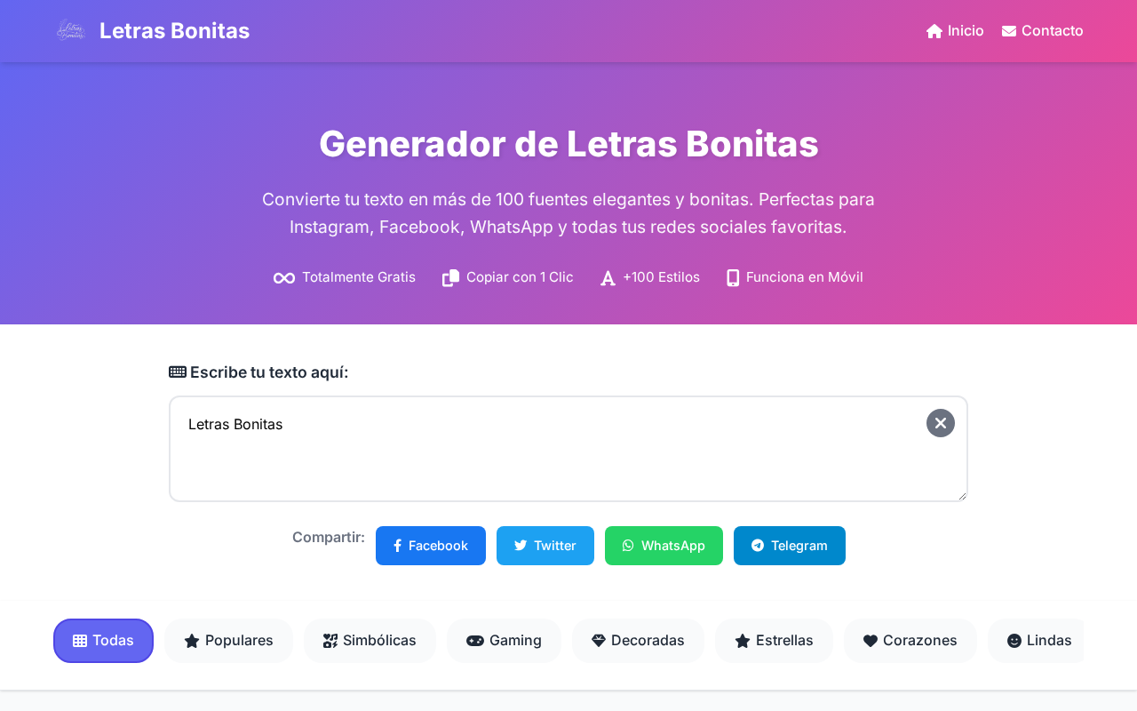 Screenshot of letrasbonitas.tech