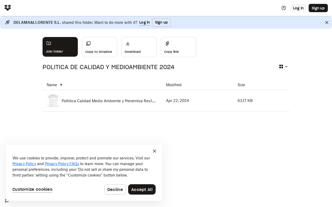Screenshot of www.dropbox.com