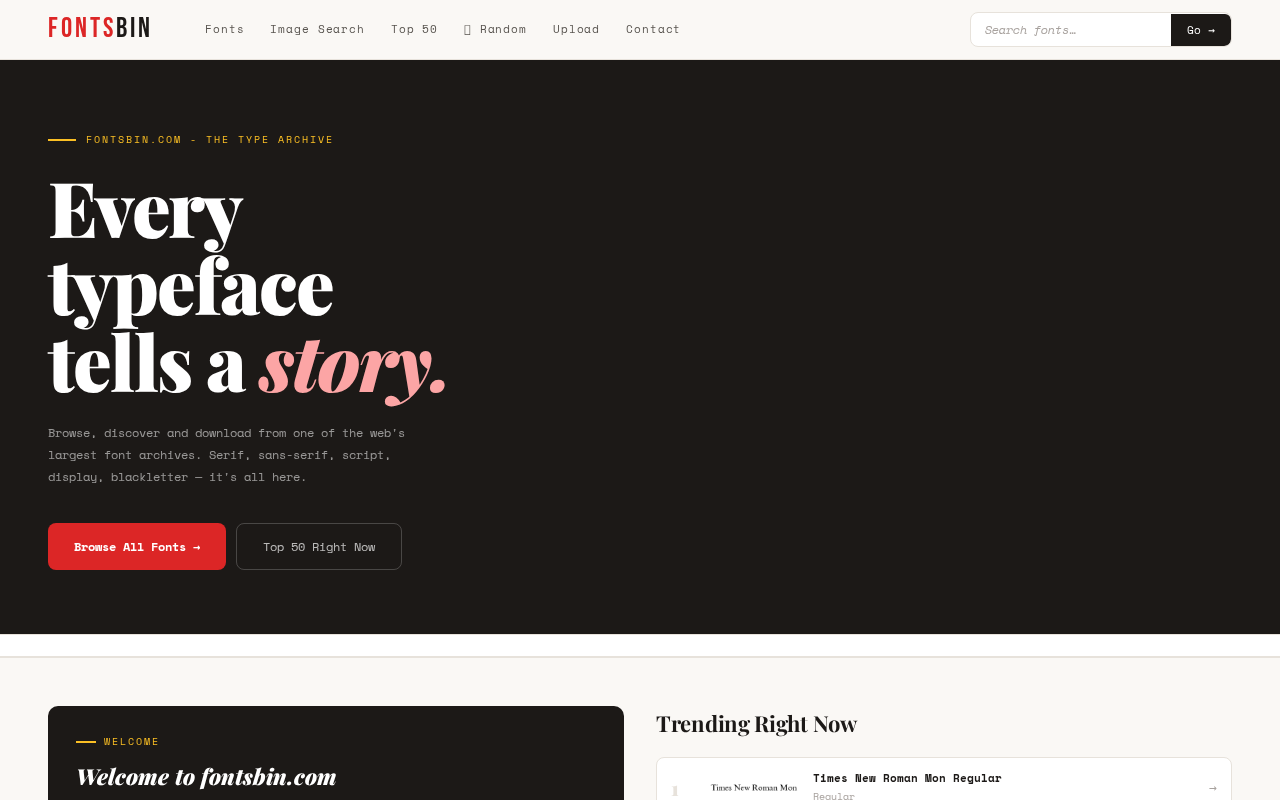 Screenshot of fontsbin.com