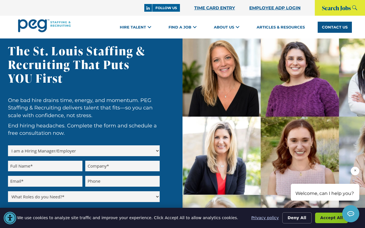 Screenshot of pegstaff.com