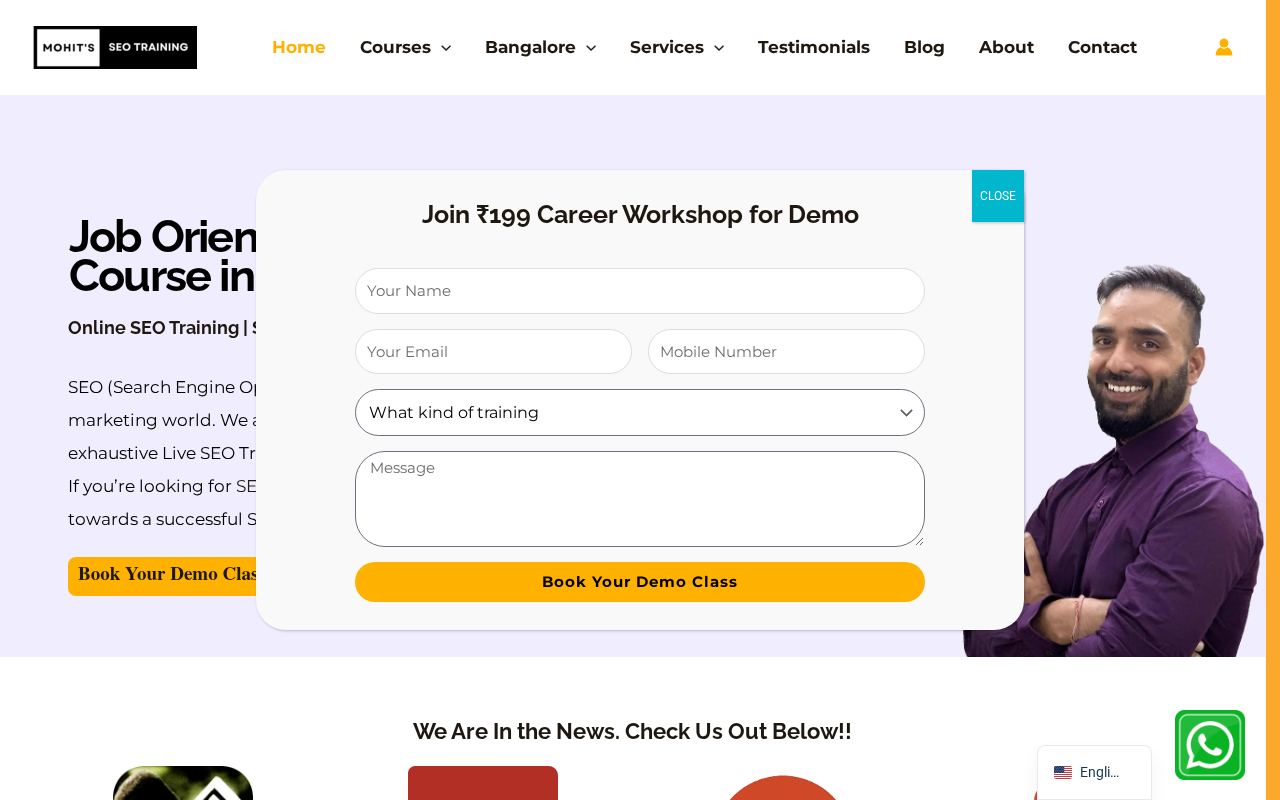 Screenshot of mohitsseotraining.com