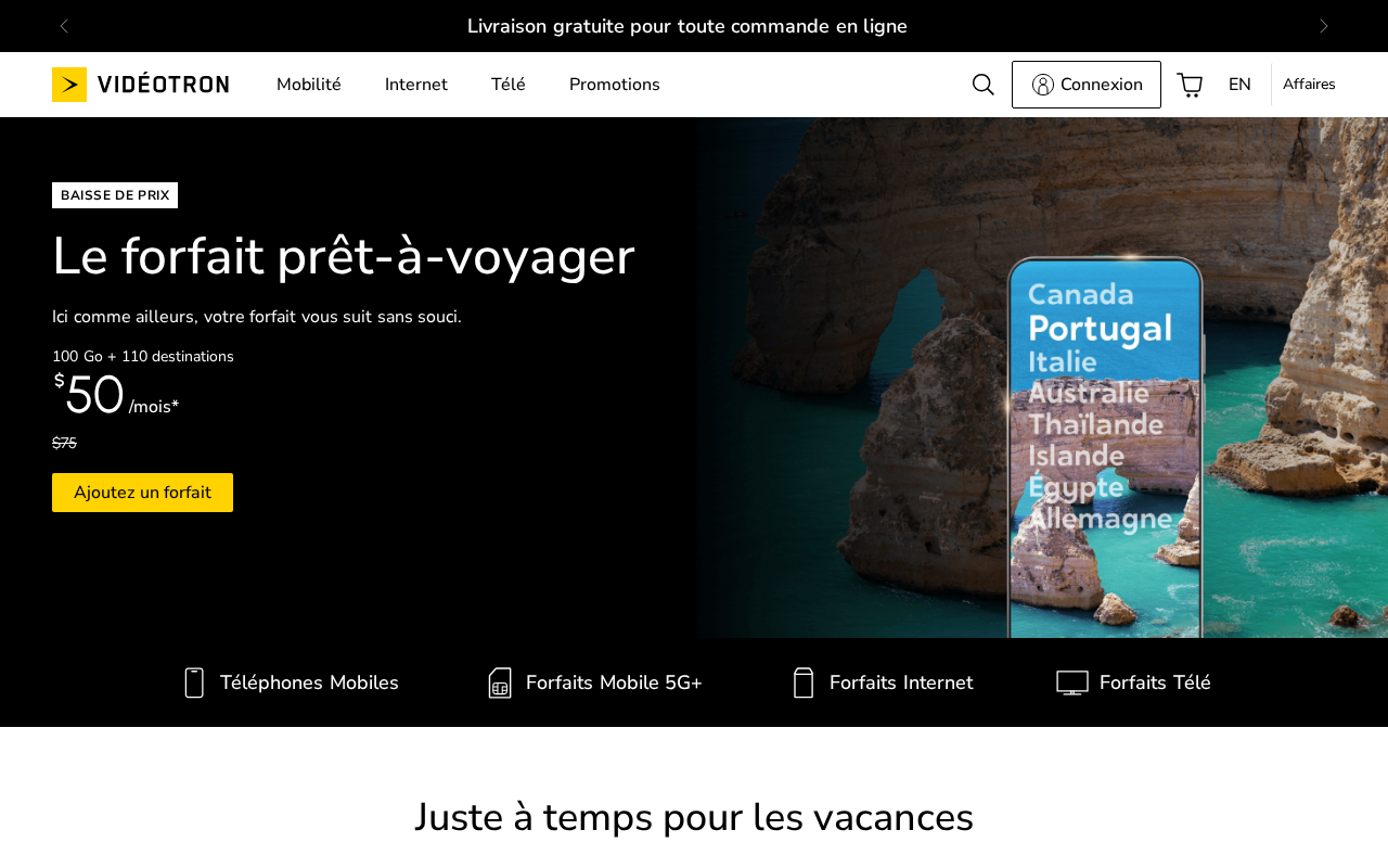 Screenshot of videotron.ca