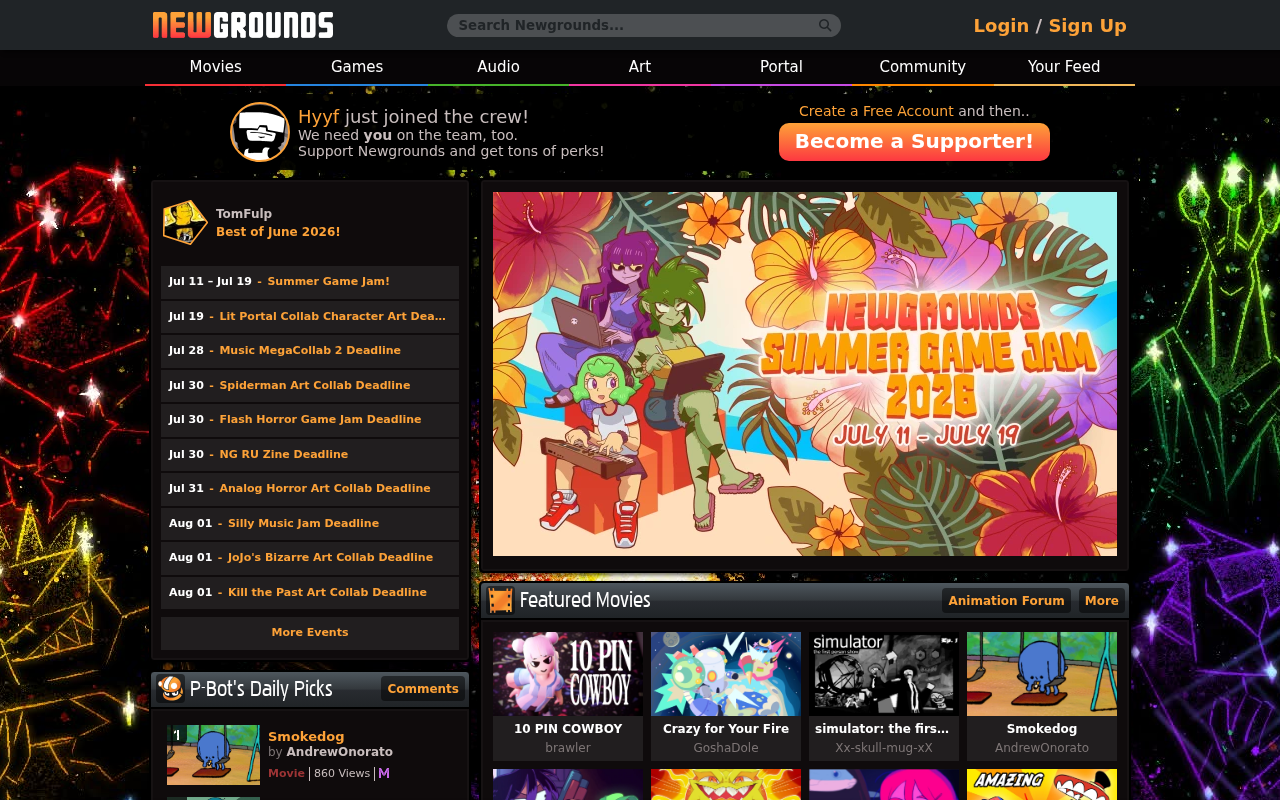 Screenshot of newgrounds.com