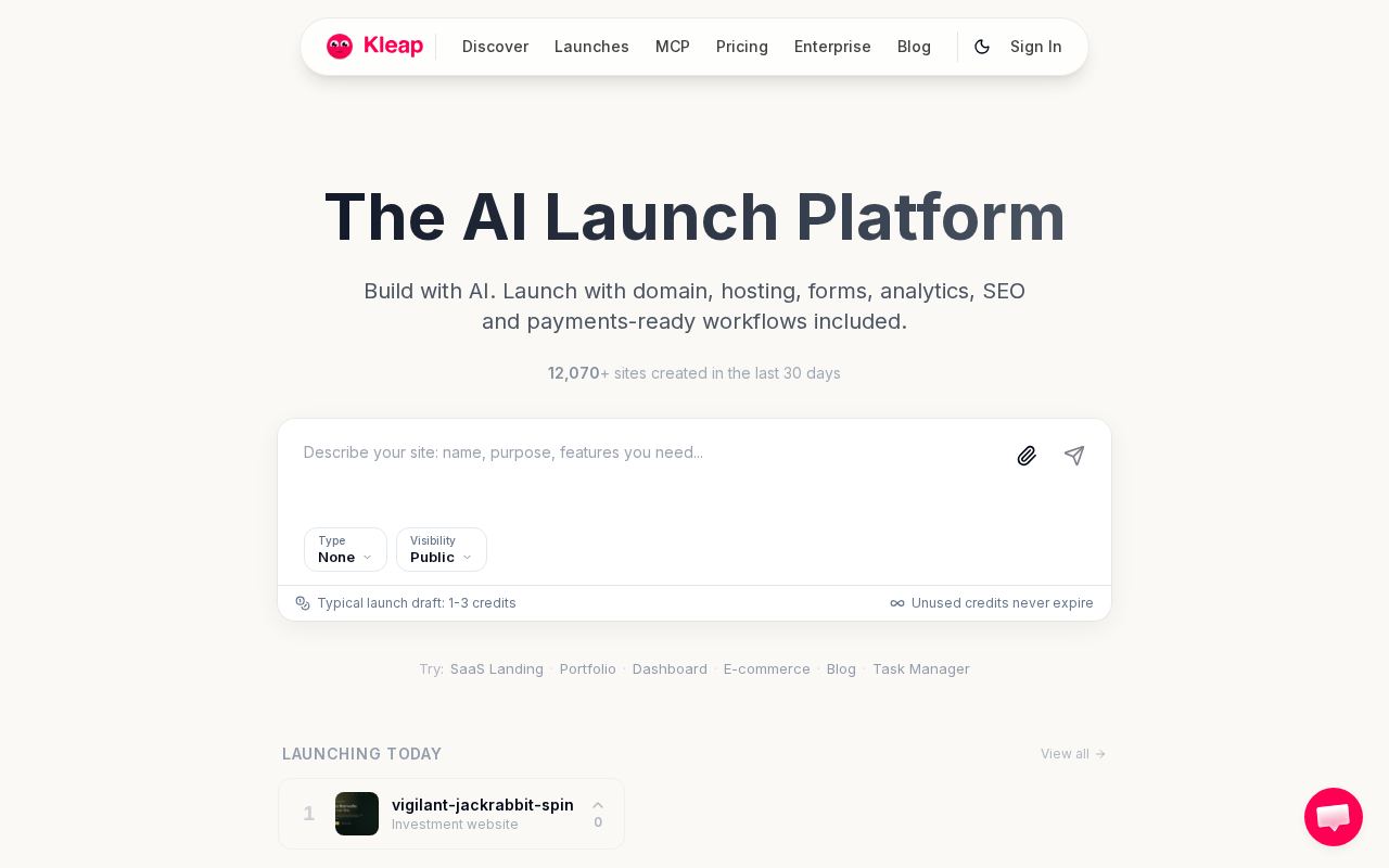 Screenshot of kleap.co