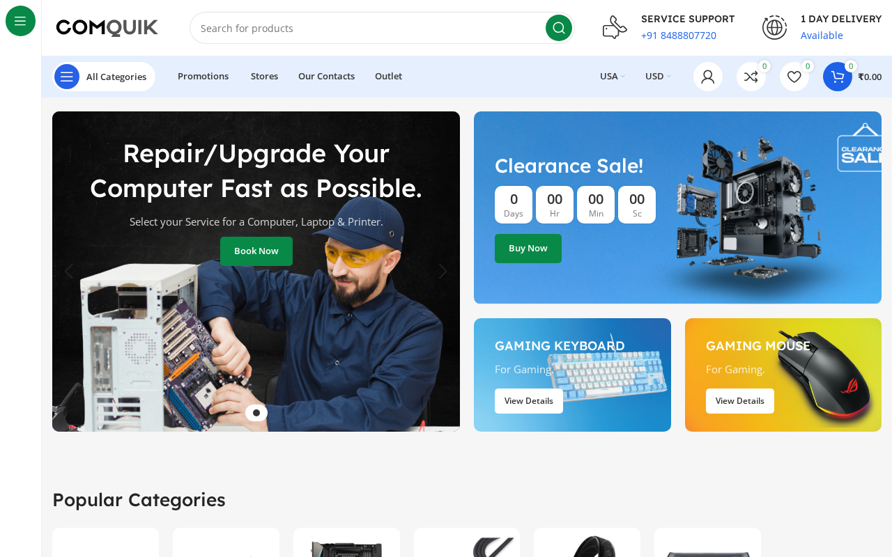 Screenshot of comquik.com