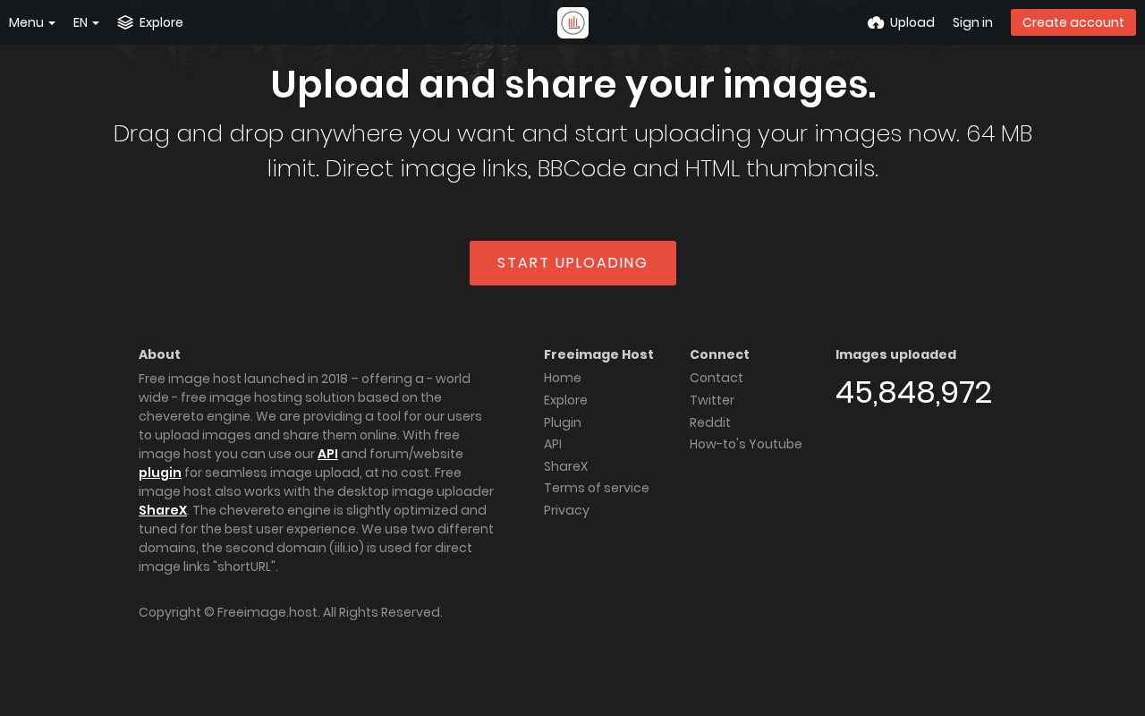 Screenshot of freeimage.host