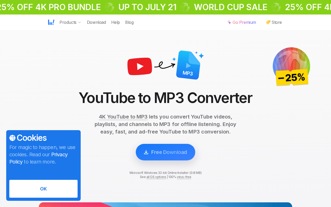 Screenshot of mp3converter.4kdownload.com