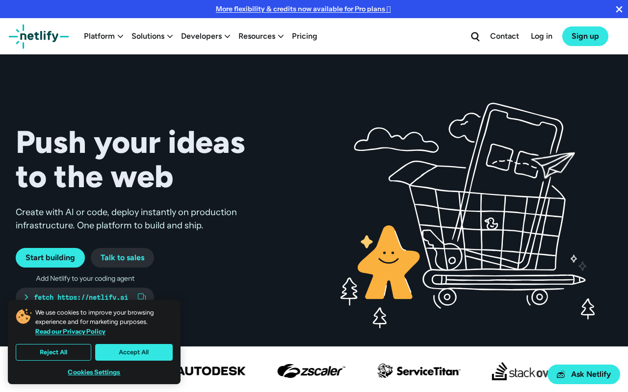 Screenshot of netlify.com