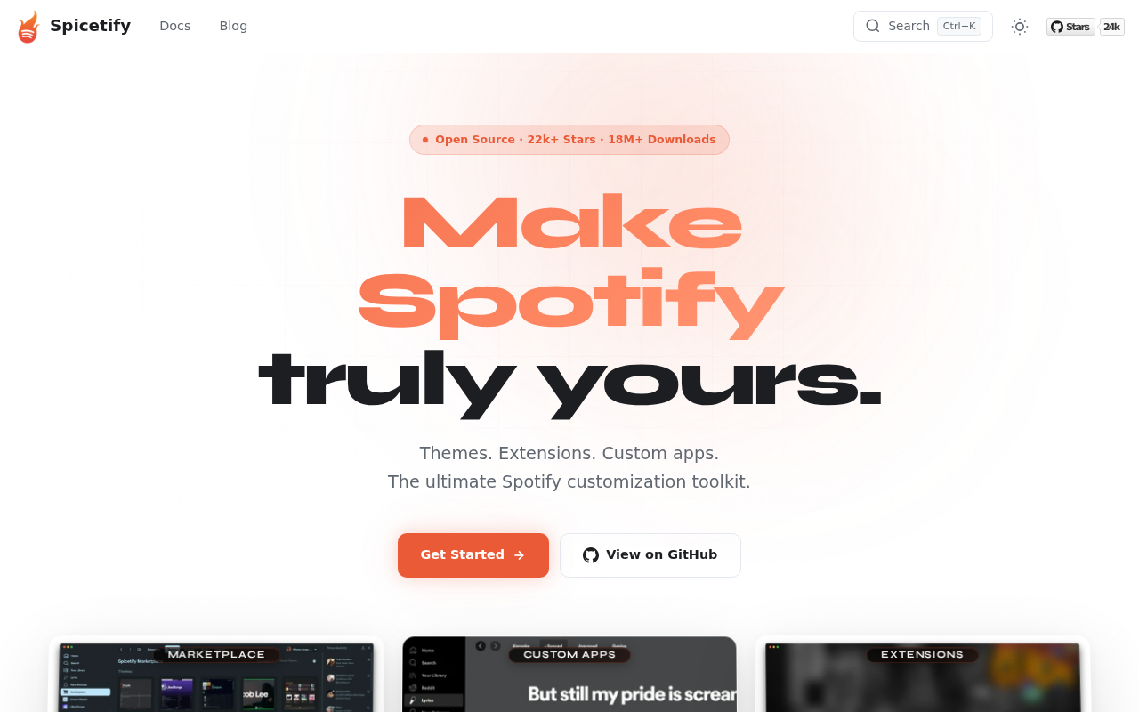 Captured page preview of spicetify.app