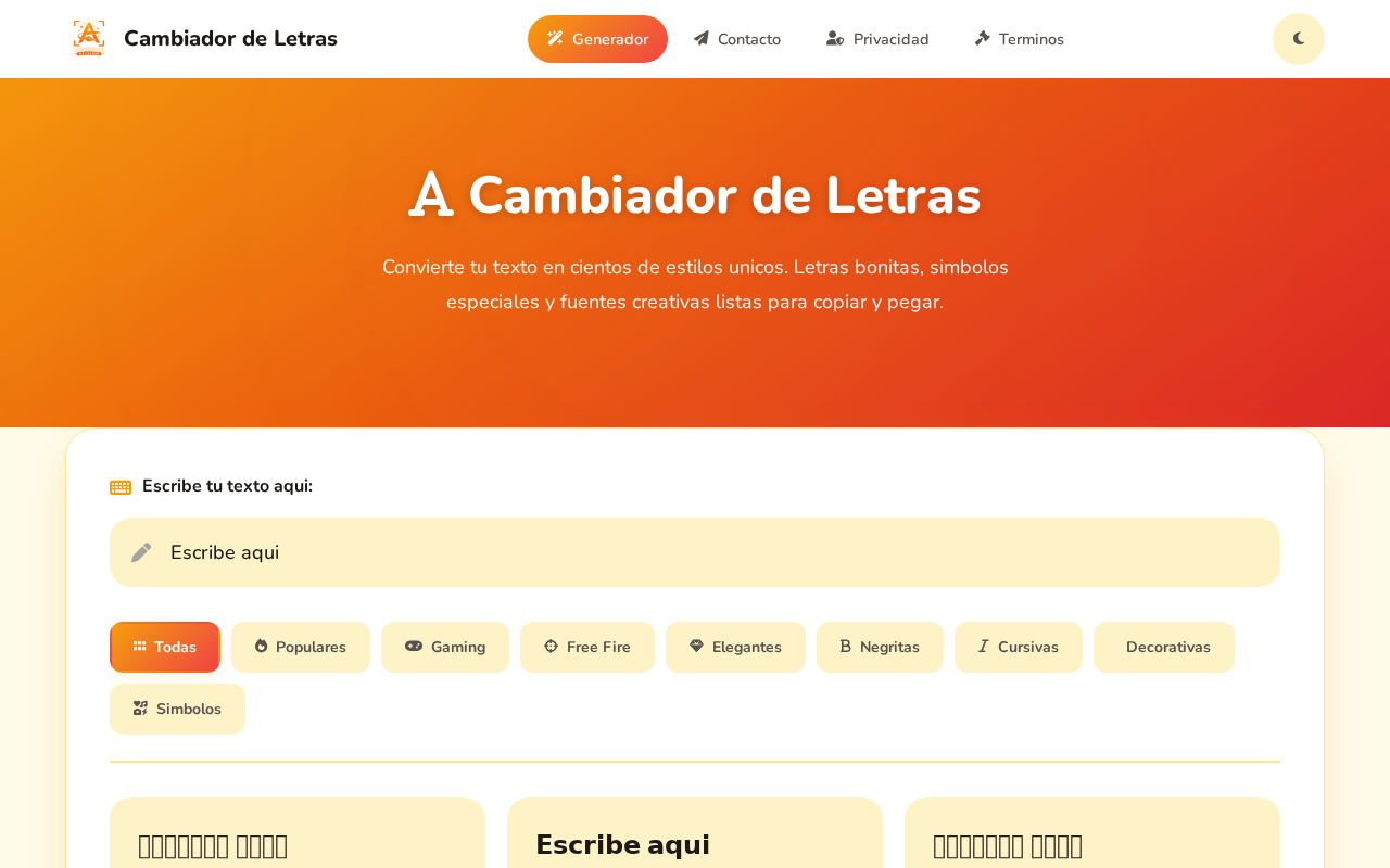 Screenshot of cambiadordeletras.net
