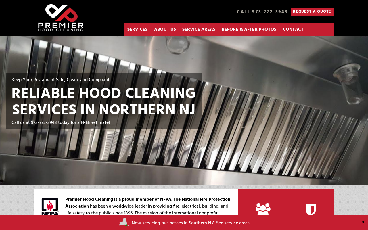 Screenshot of premierhoodcleaning.com