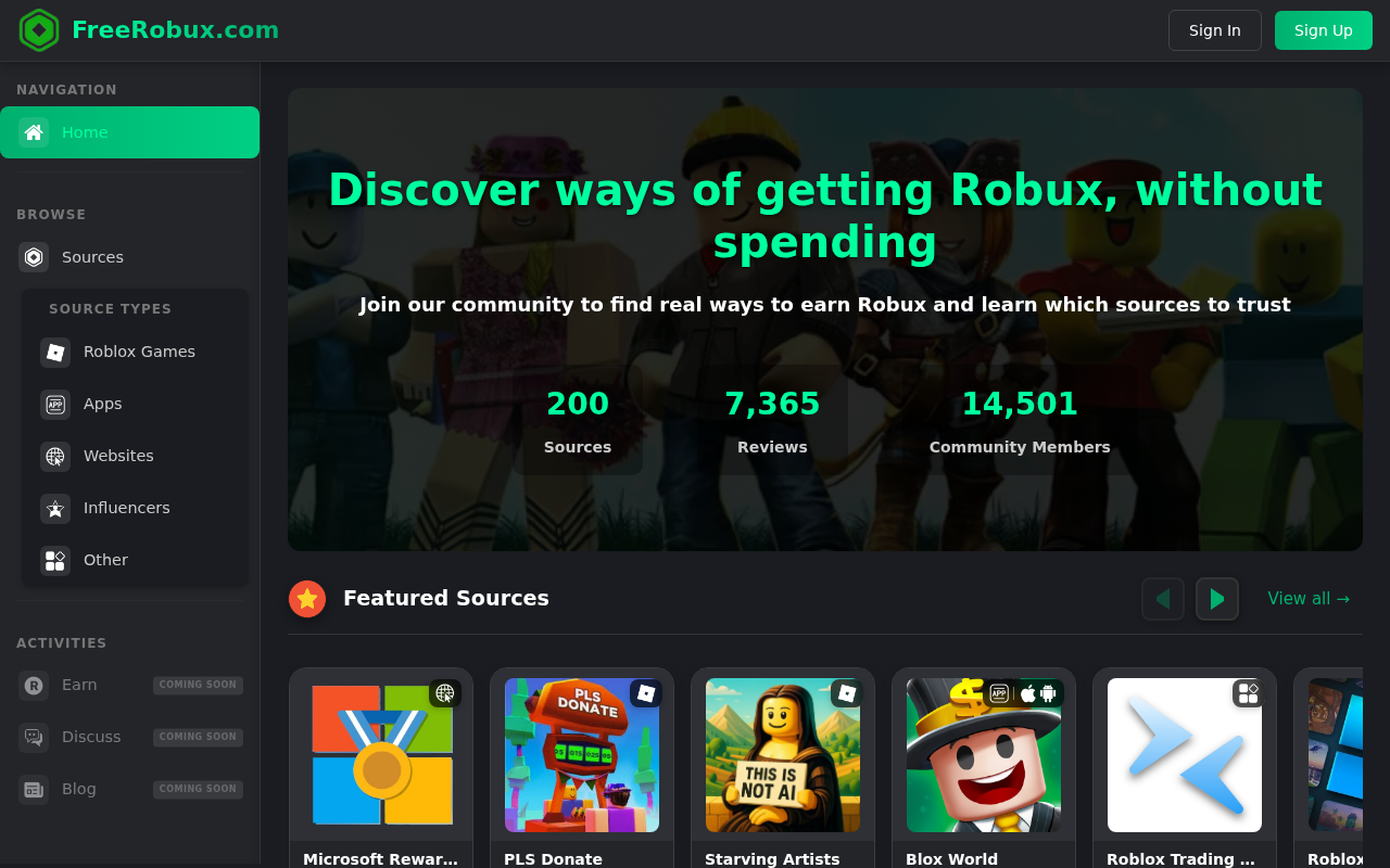 Captured page preview of freerobux.com