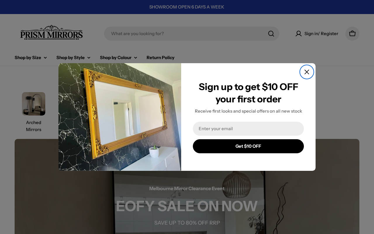 Screenshot of prismmirrors.com.au