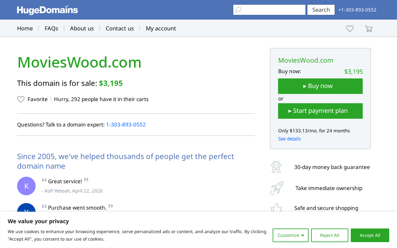 Screenshot of movieswood.com
