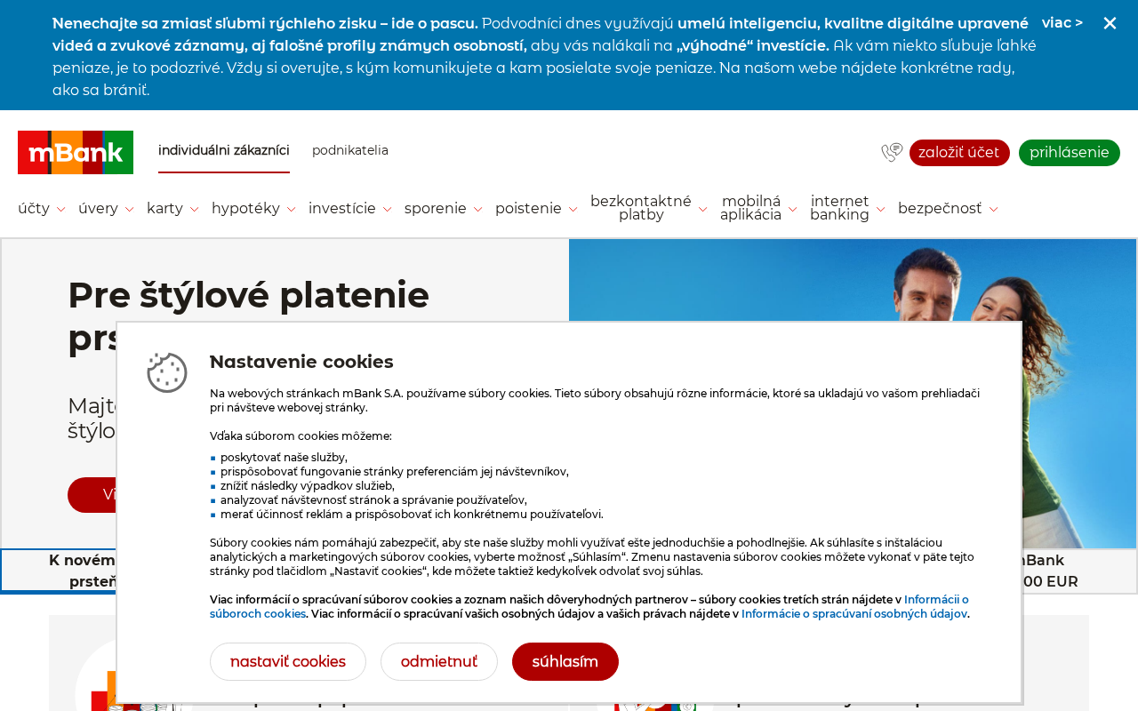 Captured page preview of mbank.sk
