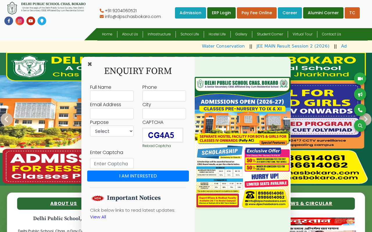 Captured page preview of dpschasbokaro.com