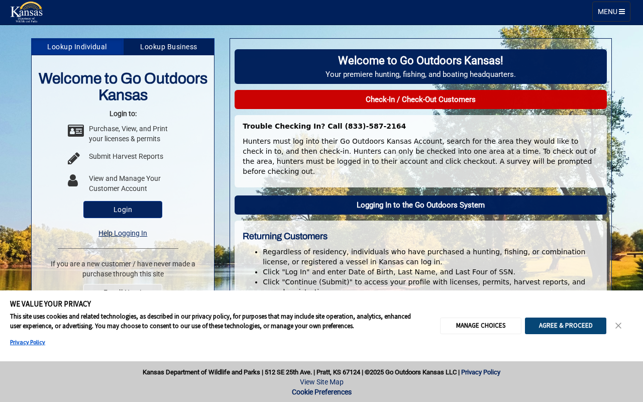 Captured page preview of license.gooutdoorskansas.gov