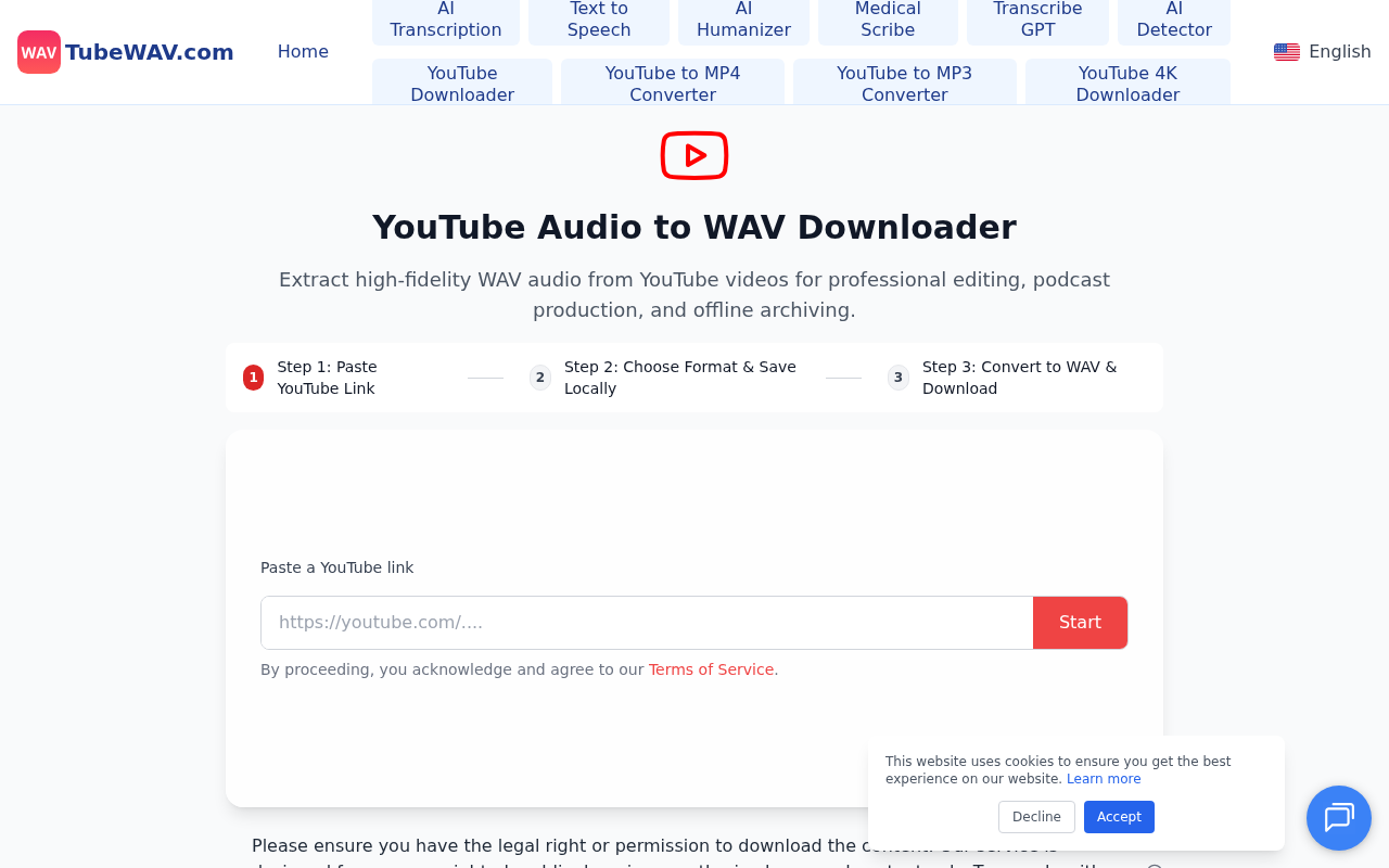 Screenshot of tubewav.com