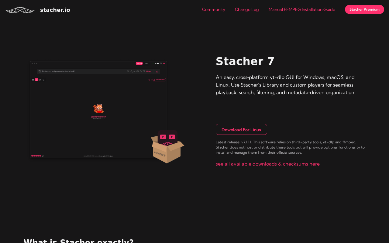 Screenshot of stacher.io