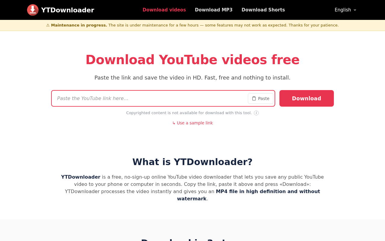 Screenshot of ytdownloader.net