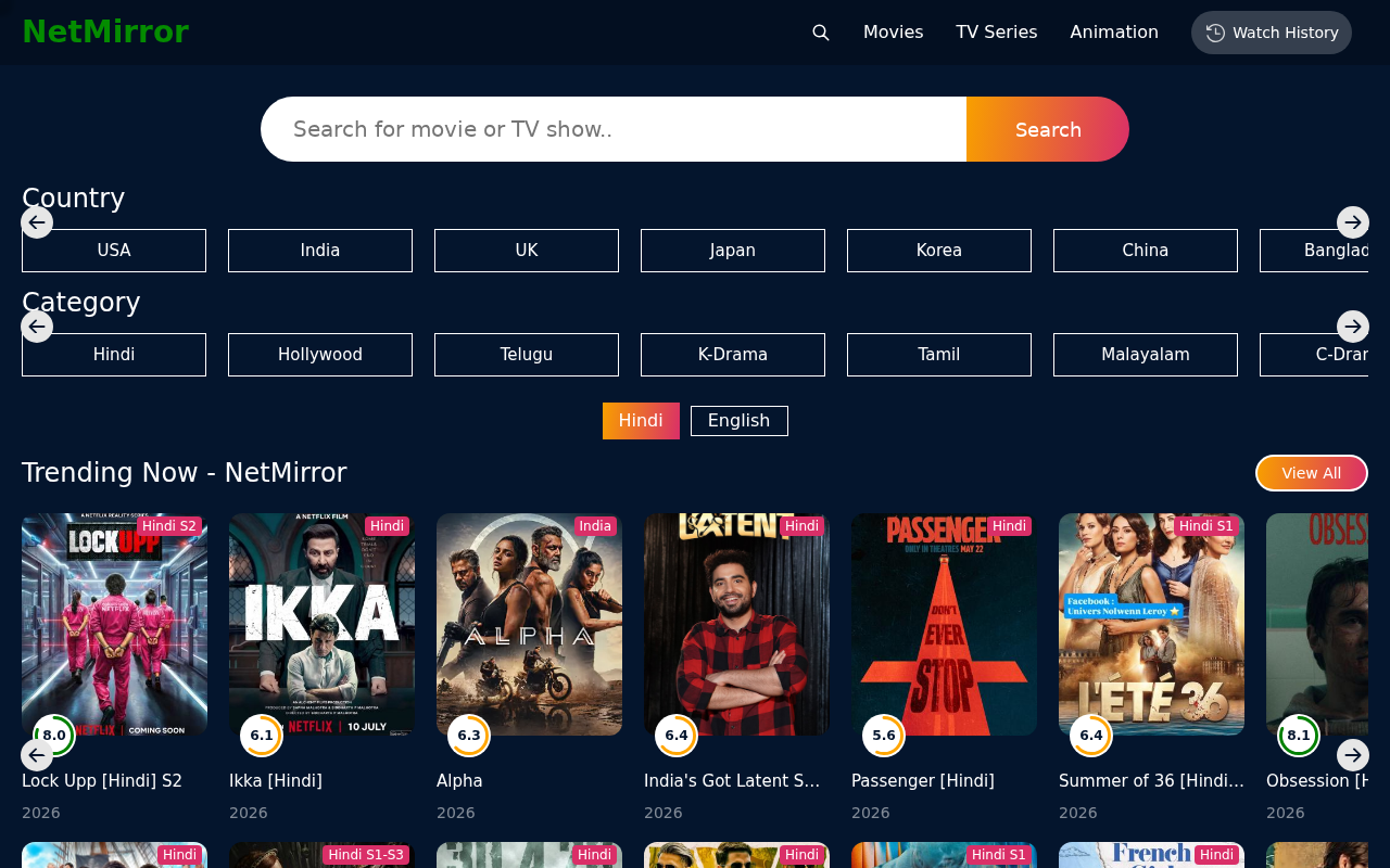 Screenshot of netmirror.global