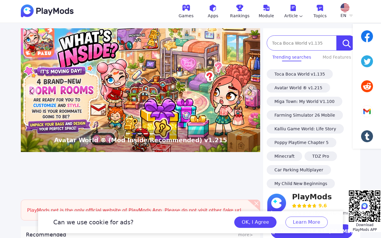 Screenshot of playmods.net