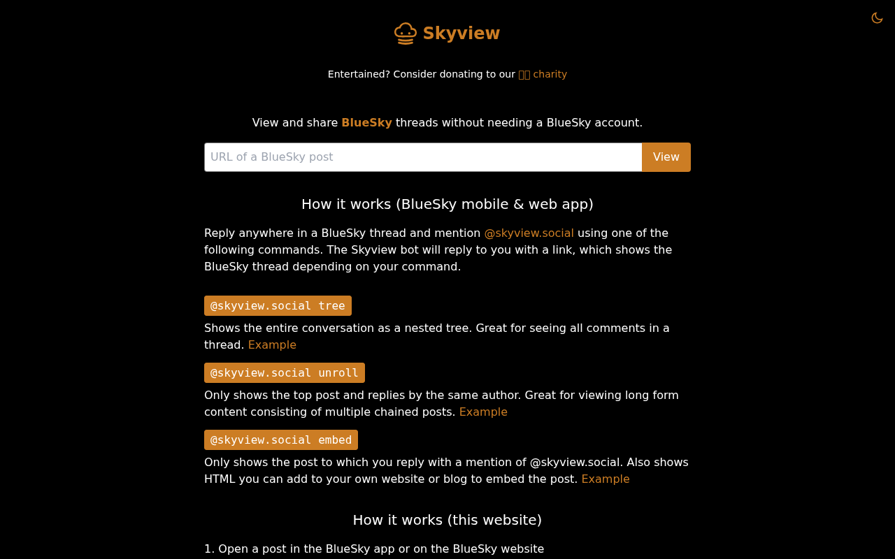 Captured page preview of skyview.social