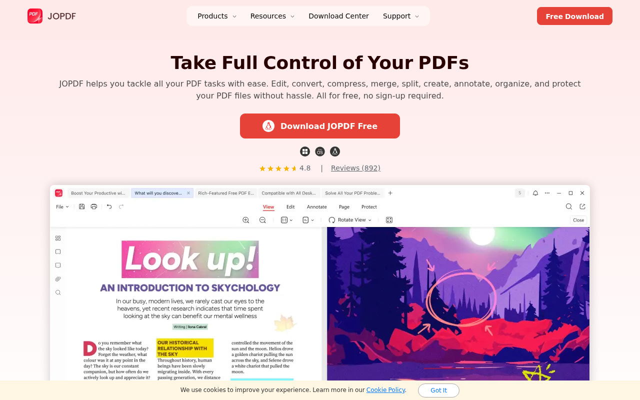 Screenshot of www.jopdf.com