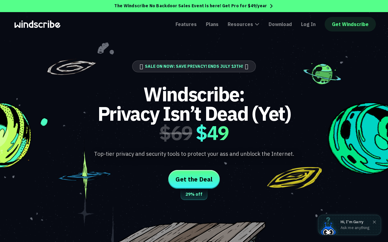 Screenshot of windscribe.com