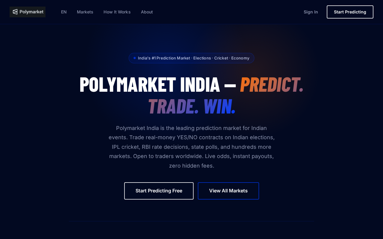 Captured page preview of polymarket-india.com