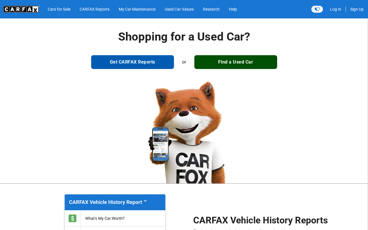 Screenshot of carfax.com