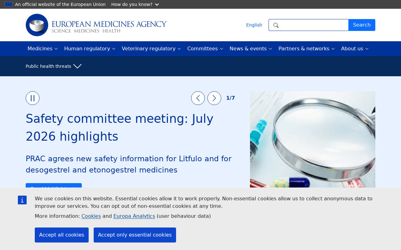 Screenshot of ema.europa.eu