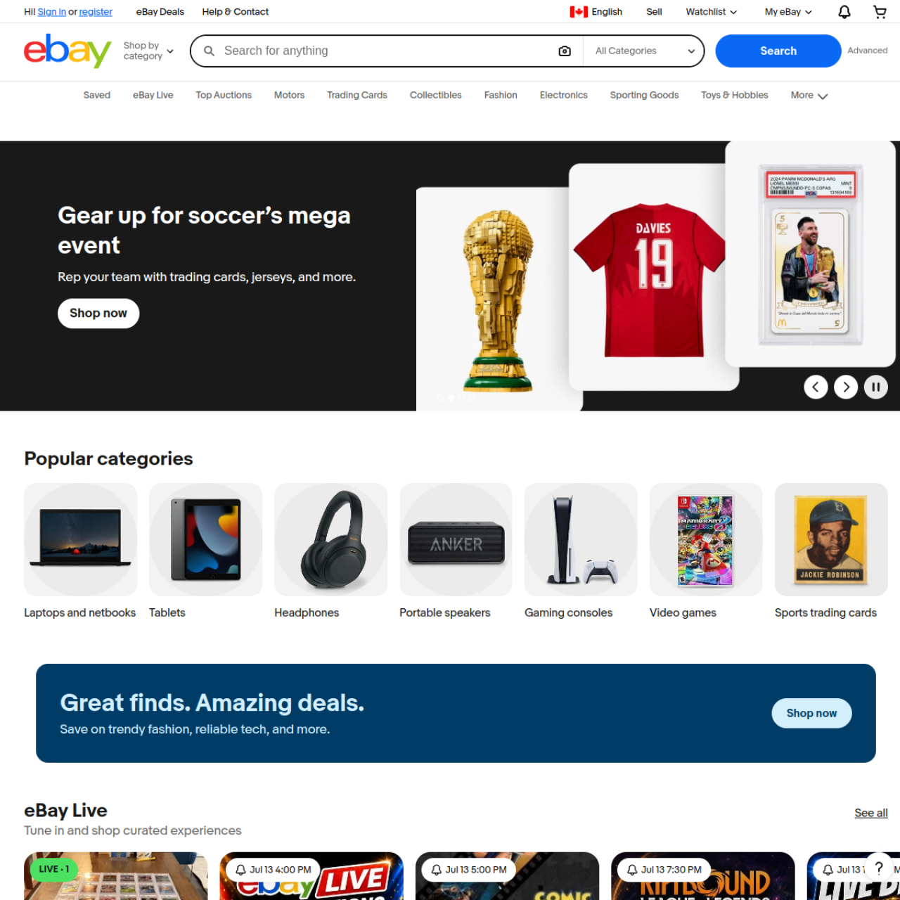 Screenshot of ebay.ca