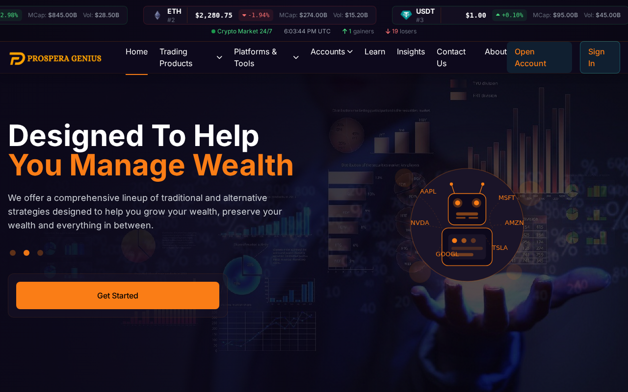 Screenshot of prosperagenius.com
