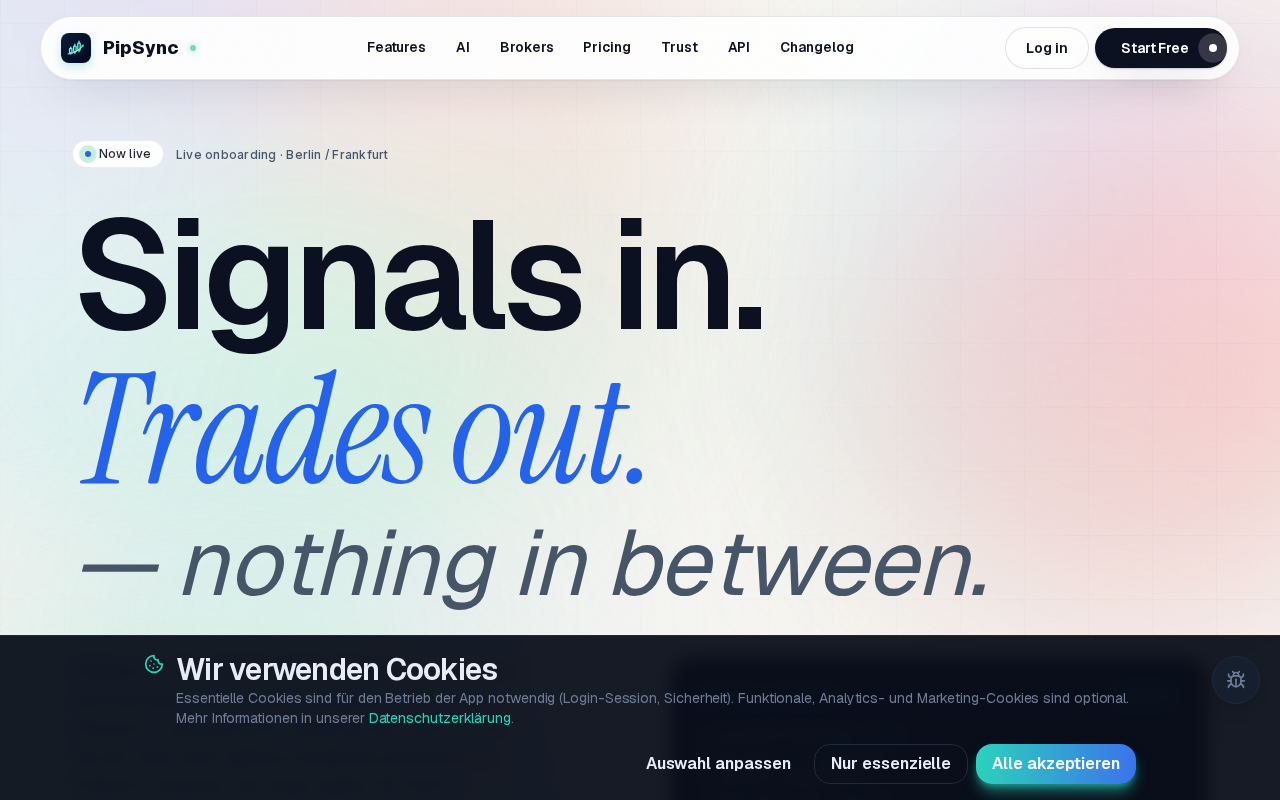 Screenshot of pipsync.io