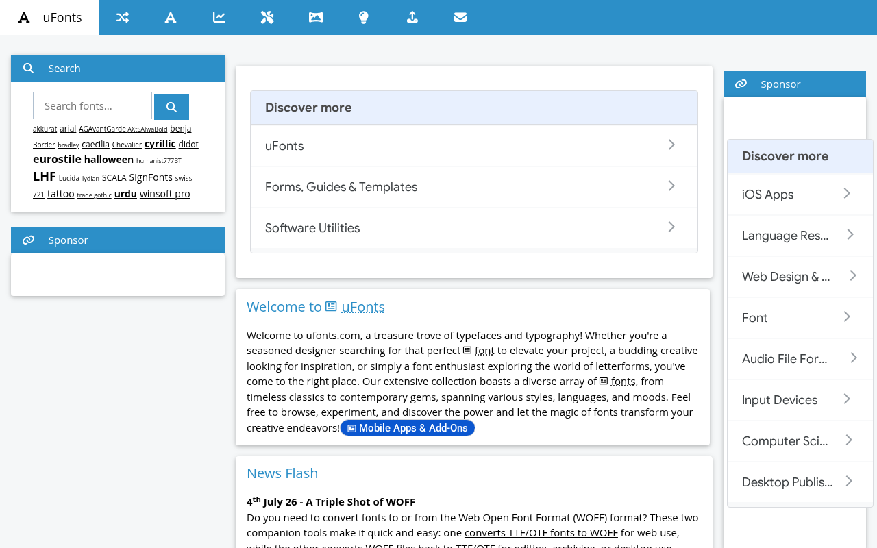 Screenshot of ufonts.com