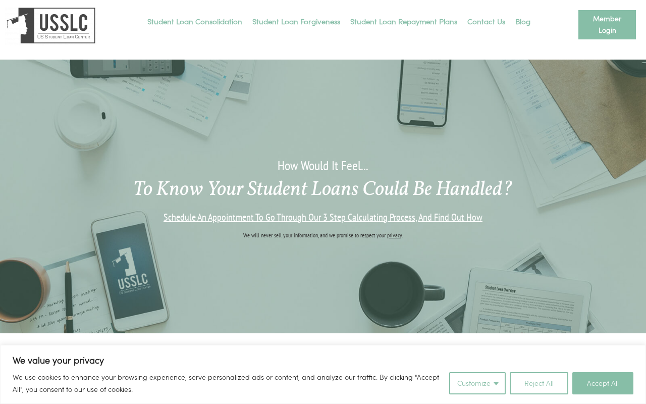 Screenshot of usstudentloancenter.org