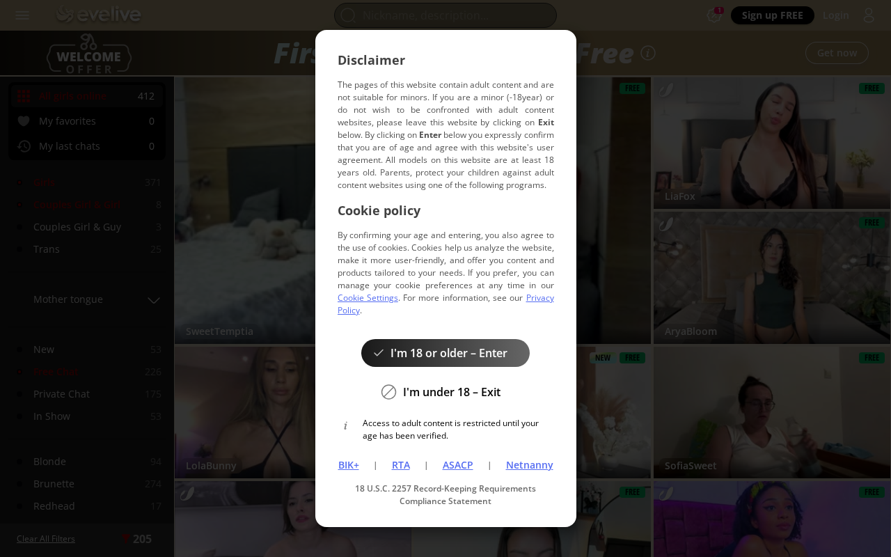 Screenshot of evelive.com