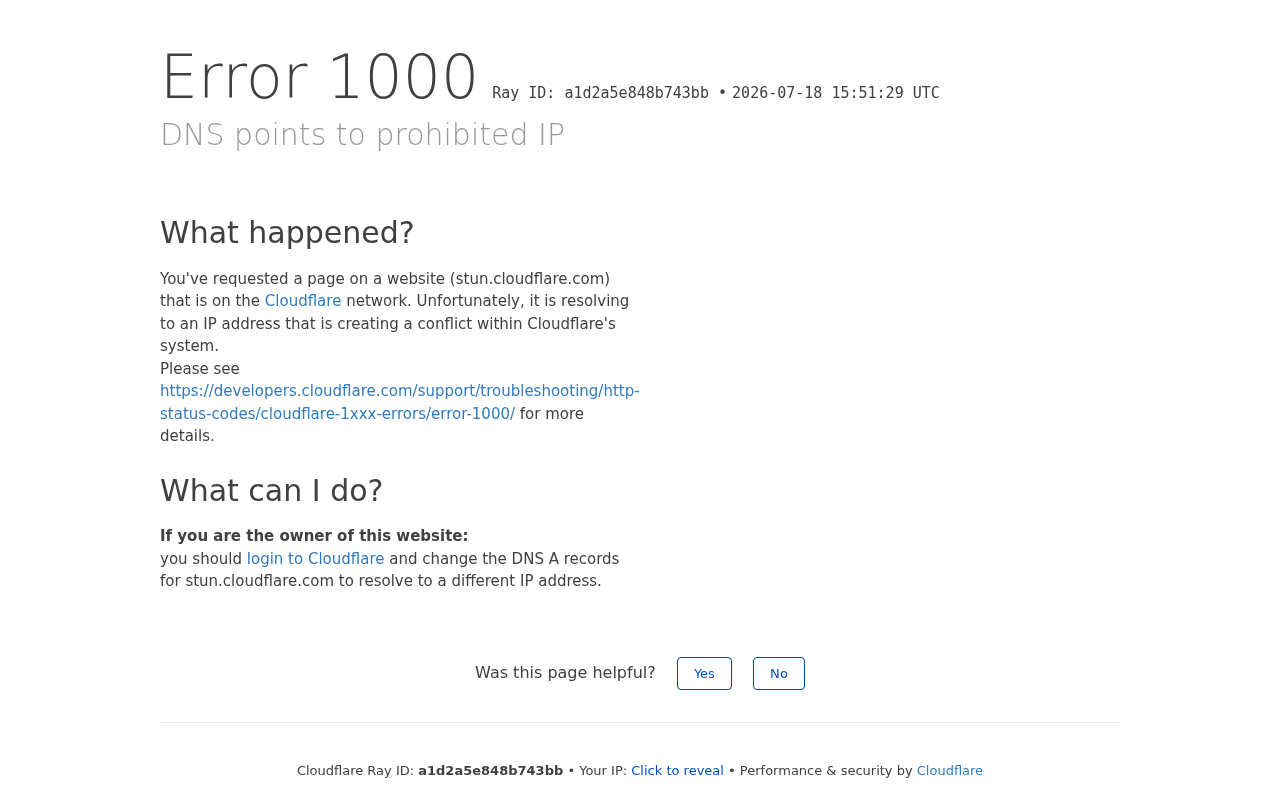Captured page preview of stun.cloudflare.com