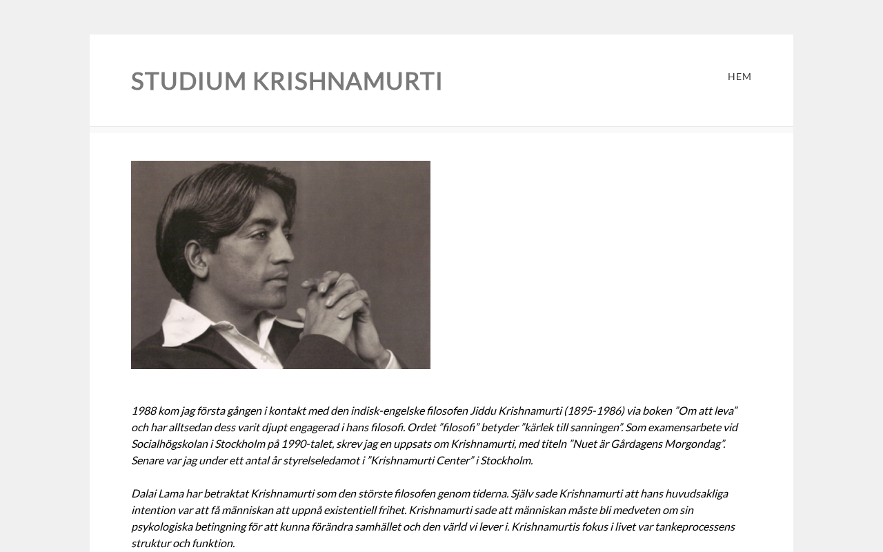 Screenshot of studium-krishnamurti.se