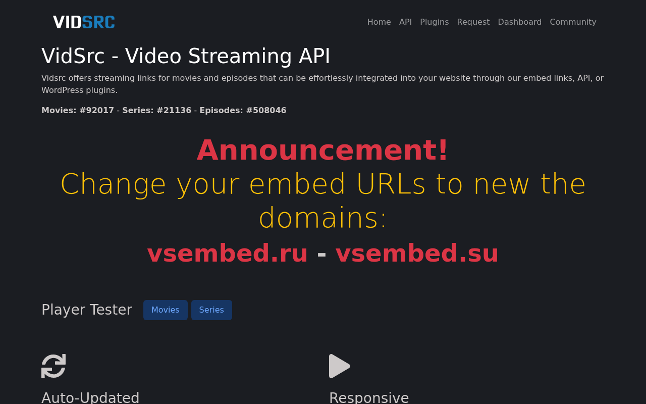 Screenshot of vidsrcme.ru