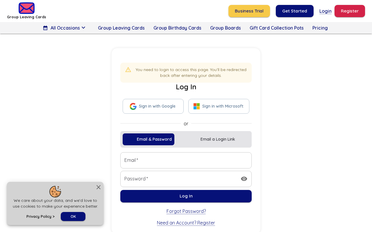 Screenshot of groupleavingcards.com