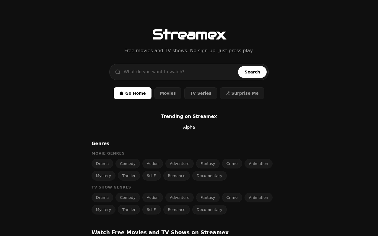 Screenshot of streamex.ws