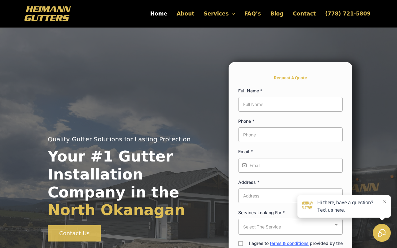 Screenshot of heimanngutters.com