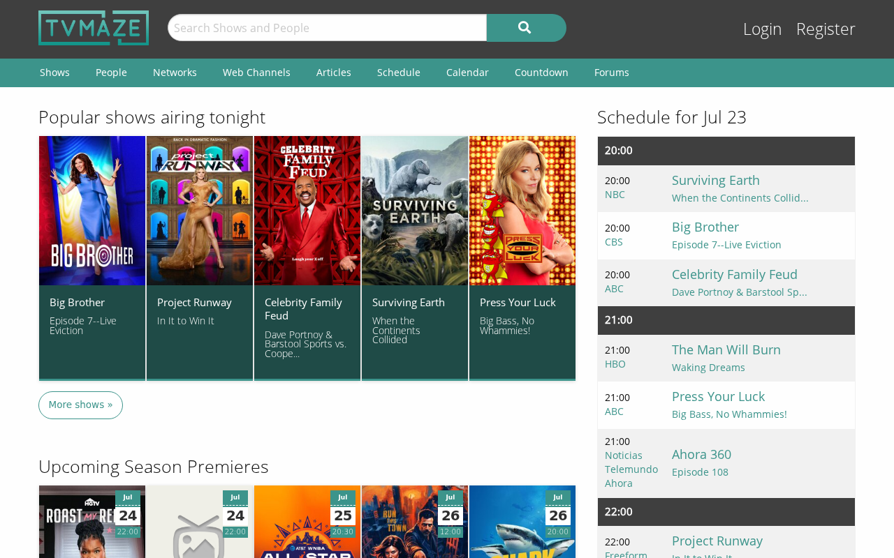 Screenshot of tvmaze.com