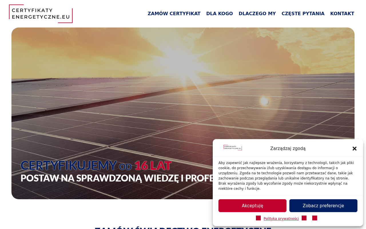 Screenshot of certyfikaty-energetyczne.eu